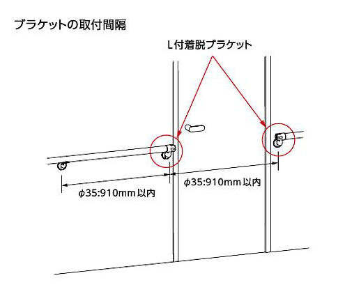 介護手すりの通販】TOTO EWT10BK35 Ｌ付着脱ブラケット 手すり棒の小口