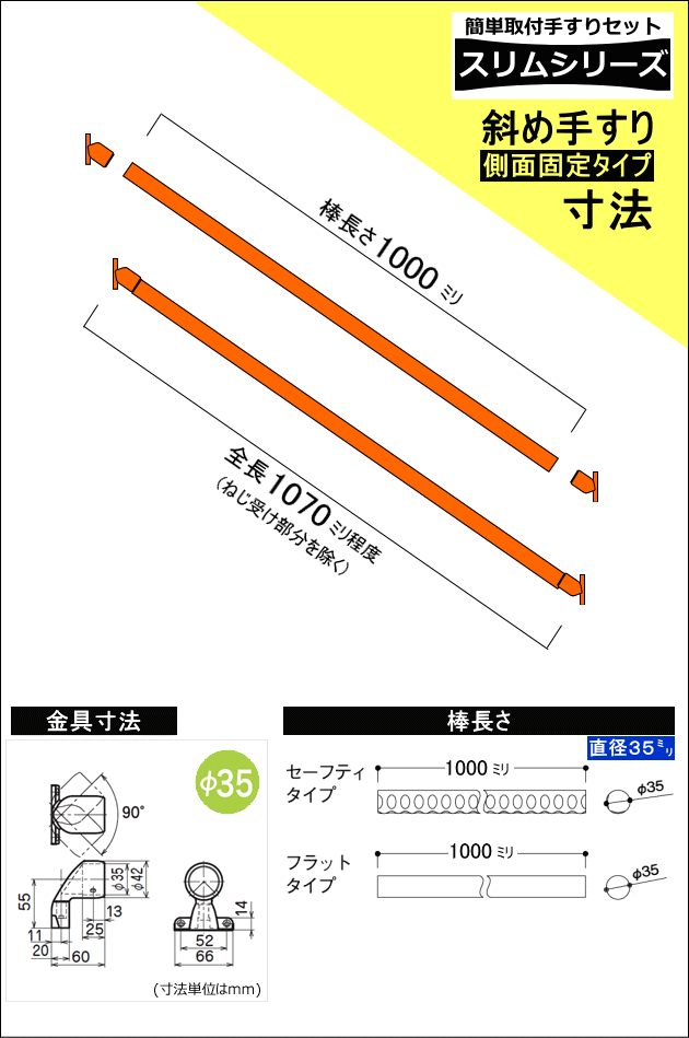 階段手摺をｄｉｙ自分で取付 斜め手すり簡単取付セットの柱側面固定タイプ